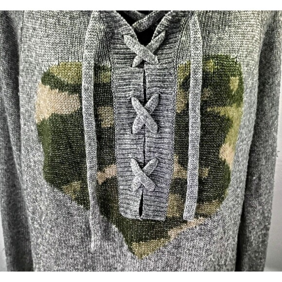 Torrid Grey Argyle Hoodie Size 1X Camo Lace Up Pullover Lightweight Athleisure - Picture 4 of 16